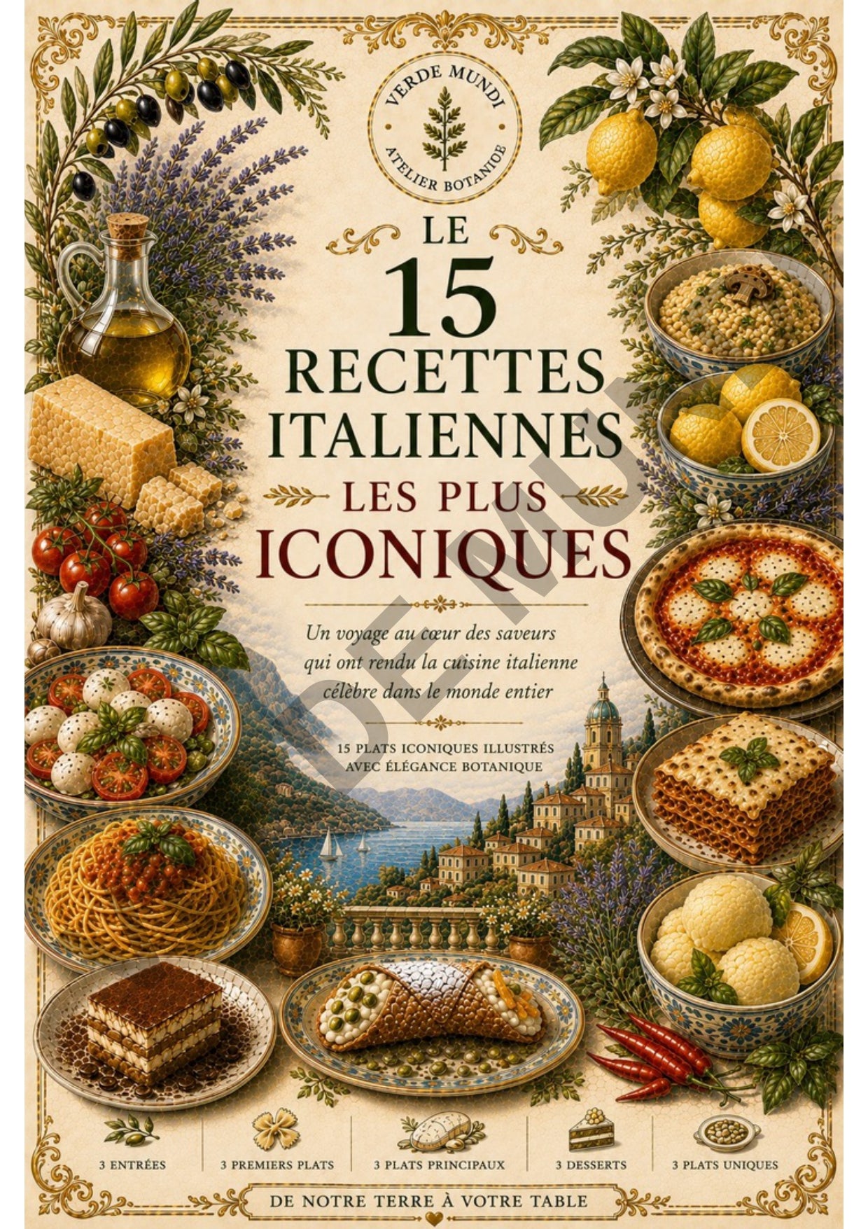 Les 15 Recettes Italiennes les Plus Emblématiques | Collection d’Illustrations Botaniques Numériques | Italien • English • Français