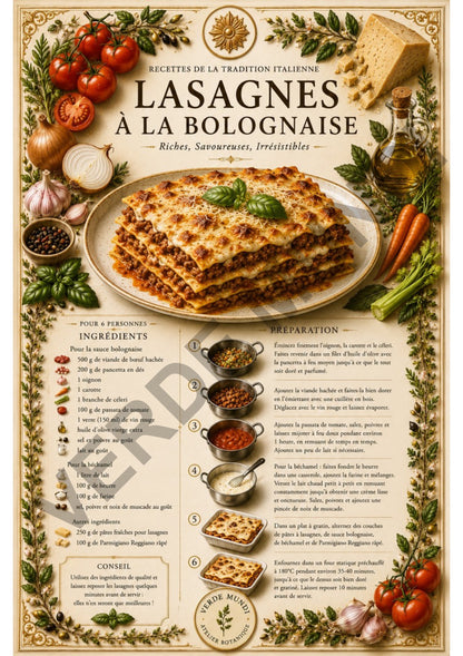 Les 15 Recettes Italiennes les Plus Emblématiques | Collection d’Illustrations Botaniques Numériques | Italien • English • Français