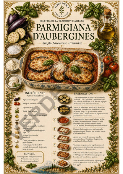 Les 15 Recettes Italiennes les Plus Emblématiques | Collection d’Illustrations Botaniques Numériques | Italien • English • Français