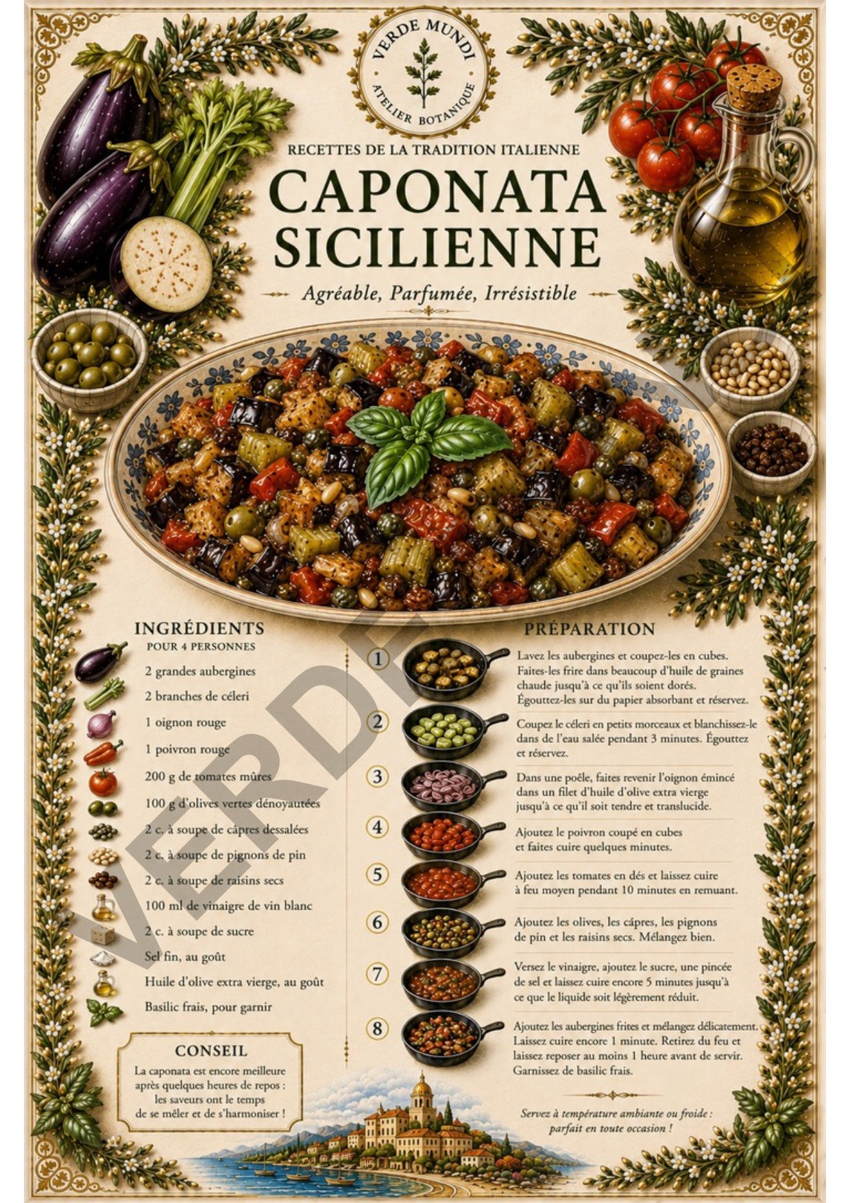 Les 15 Recettes Italiennes les Plus Emblématiques | Collection d’Illustrations Botaniques Numériques | Italien • English • Français