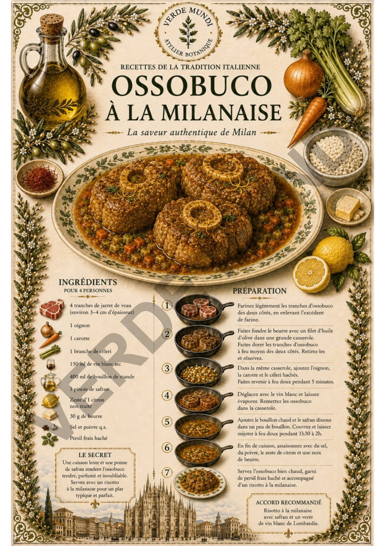 Les 15 Recettes Italiennes les Plus Emblématiques | Collection d’Illustrations Botaniques Numériques | Italien • English • Français