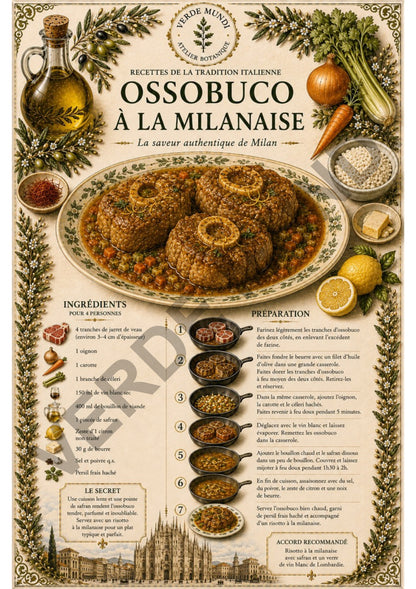Les 15 Recettes Italiennes les Plus Emblématiques | Collection d’Illustrations Botaniques Numériques | Italien • English • Français