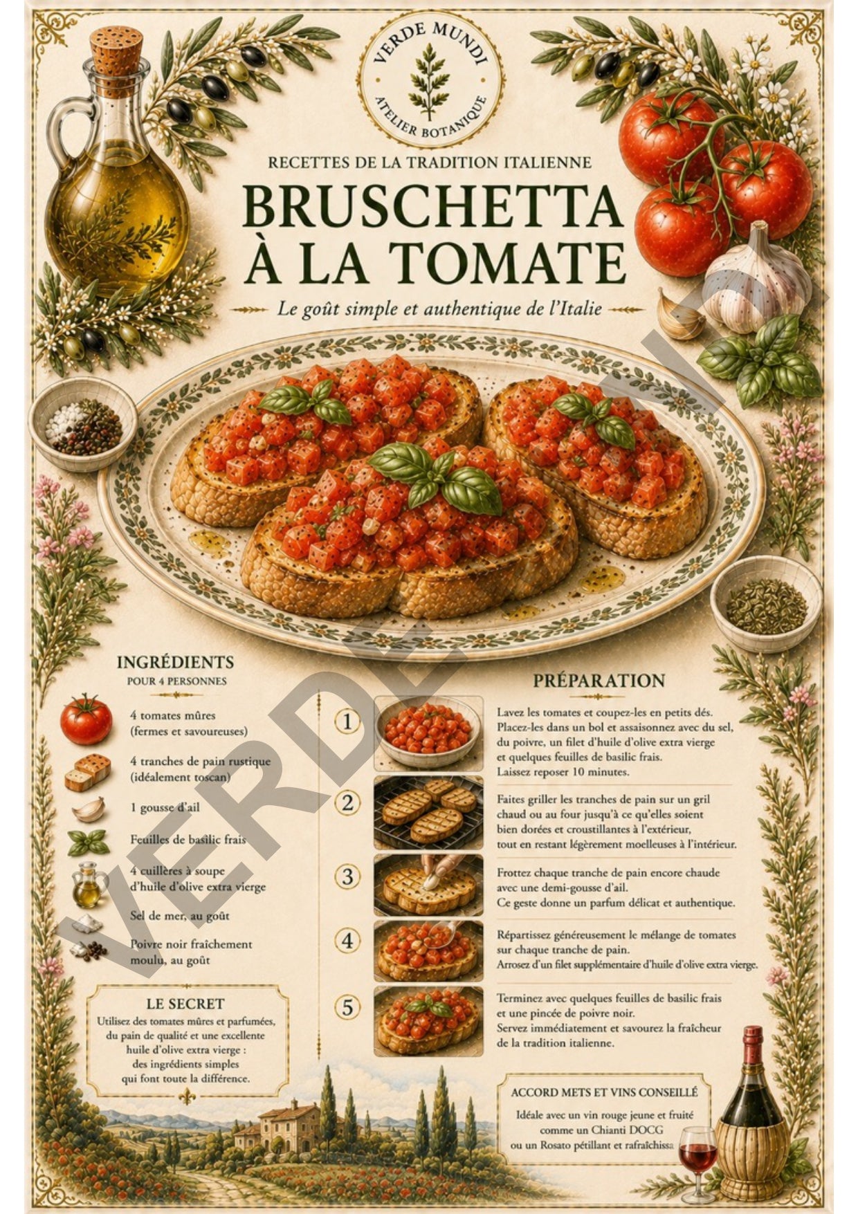 Les 15 Recettes Italiennes les Plus Emblématiques | Collection d’Illustrations Botaniques Numériques | Italien • English • Français