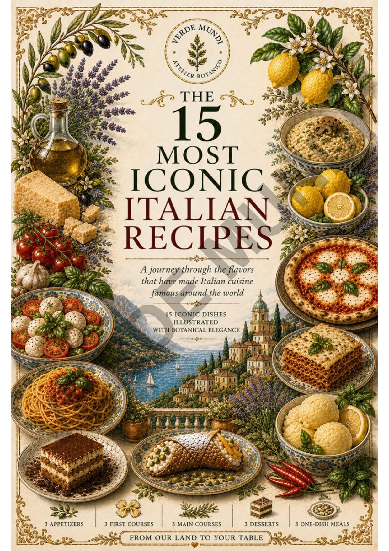 The 15 Most Iconic Italian Recipes | Digital Botanical Prints Collection | Italian • English • Français