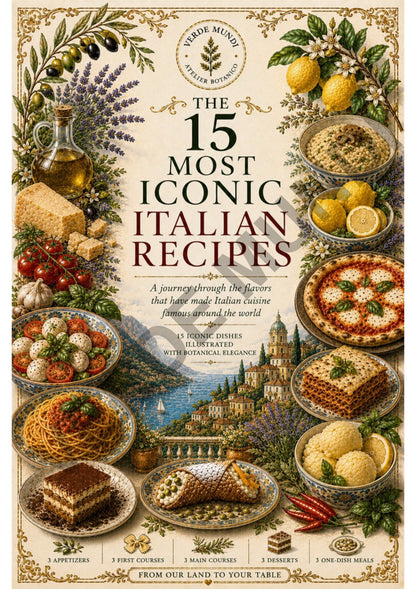 The 15 Most Iconic Italian Recipes | Digital Botanical Prints Collection | Italian • English • Français