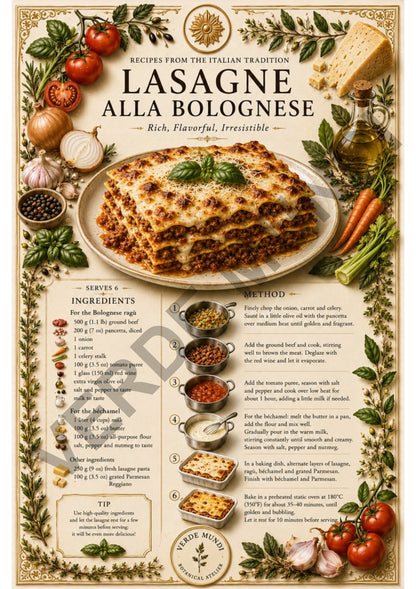 The 15 Most Iconic Italian Recipes | Digital Botanical Prints Collection | Italian • English • Français