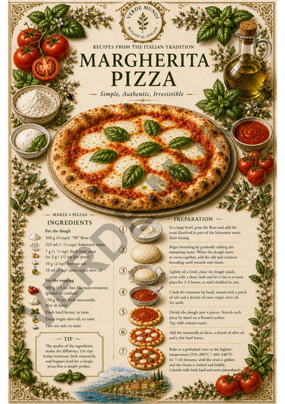 The 15 Most Iconic Italian Recipes | Digital Botanical Prints Collection | Italian • English • Français