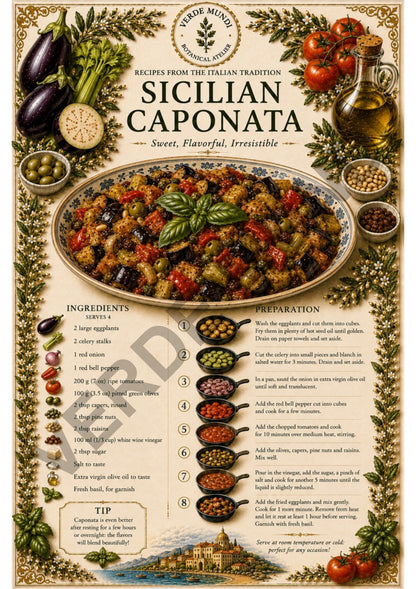 The 15 Most Iconic Italian Recipes | Digital Botanical Prints Collection | Italian • English • Français