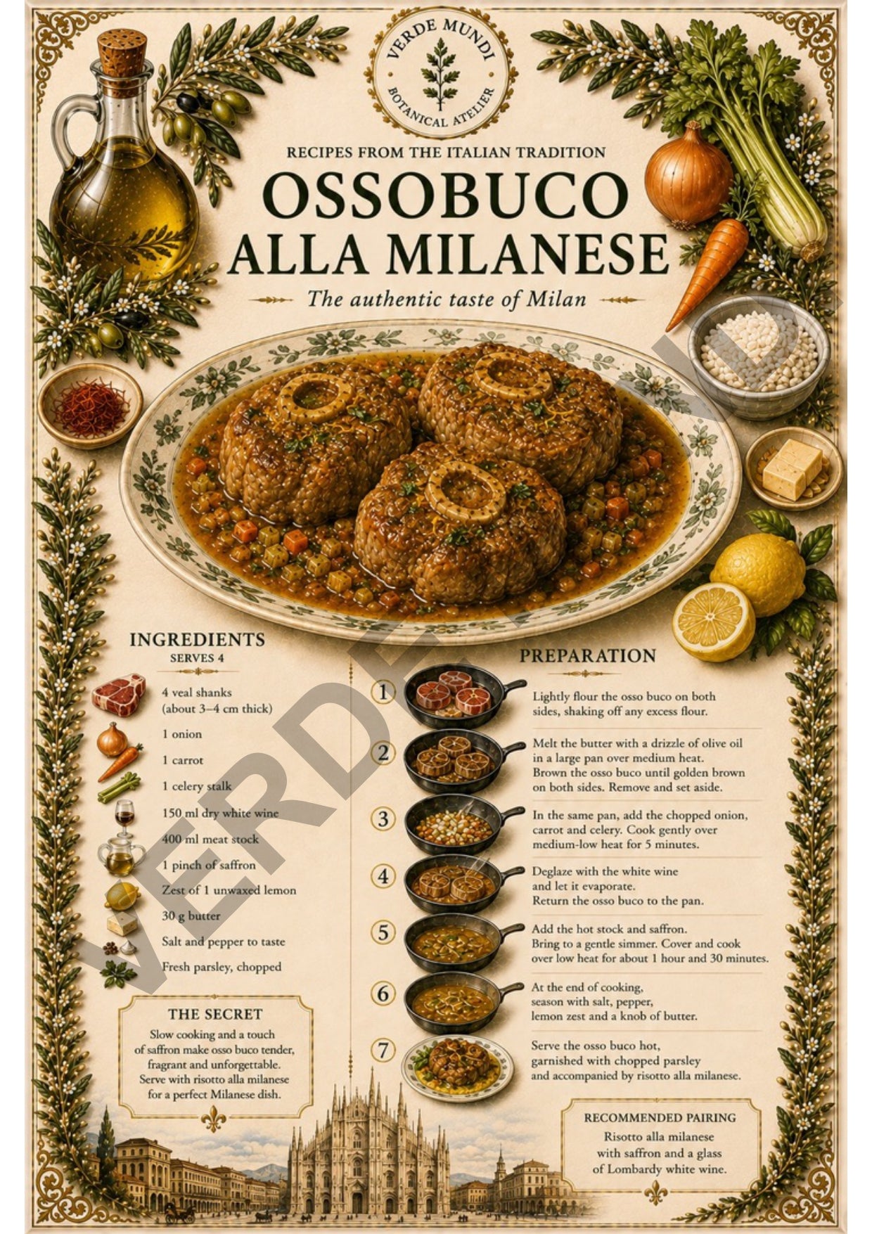 The 15 Most Iconic Italian Recipes | Digital Botanical Prints Collection | Italian • English • Français