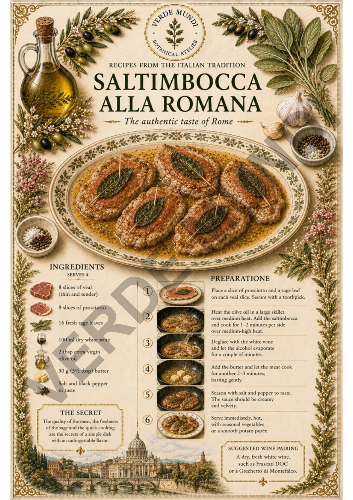 The 15 Most Iconic Italian Recipes | Digital Botanical Prints Collection | Italian • English • Français