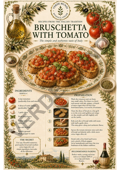 The 15 Most Iconic Italian Recipes | Digital Botanical Prints Collection | Italian • English • Français