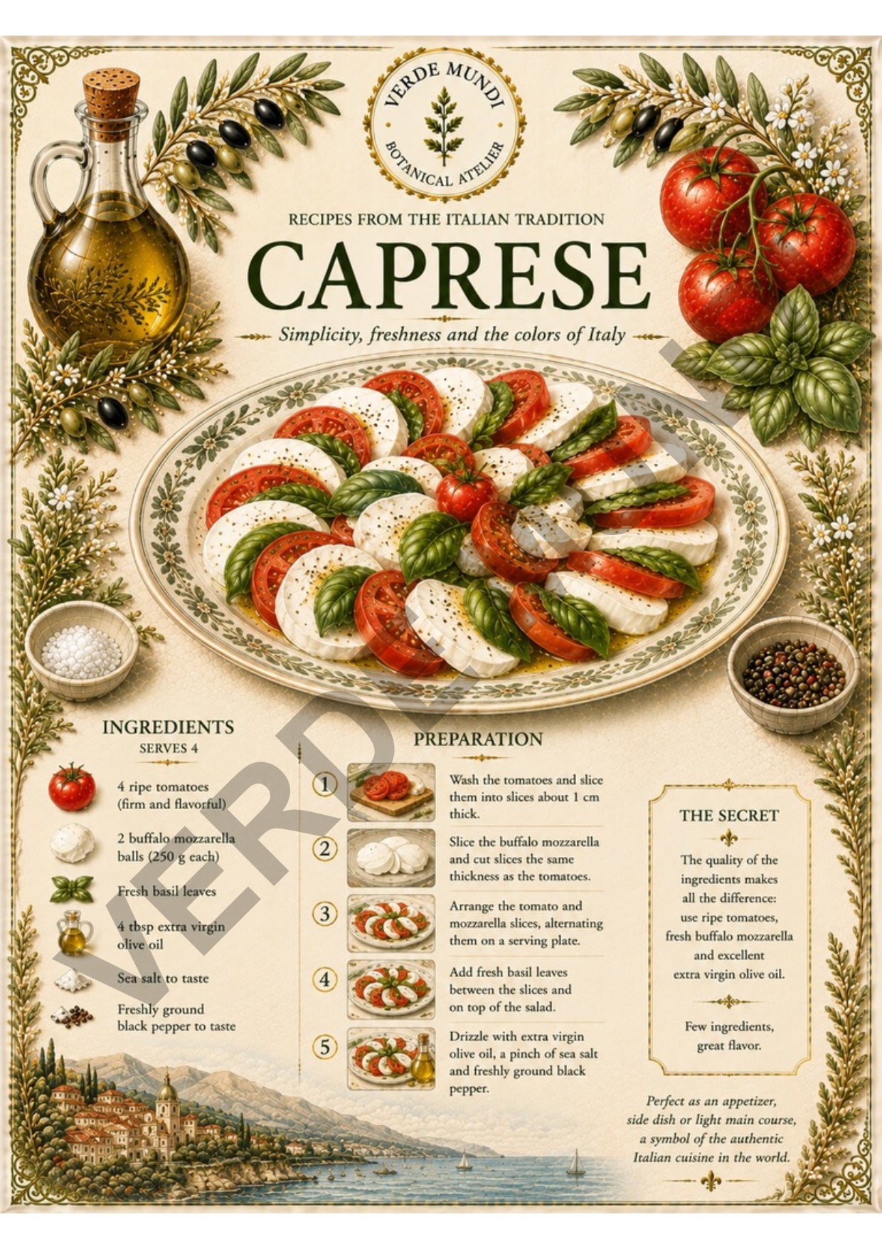 The 15 Most Iconic Italian Recipes | Digital Botanical Prints Collection | Italian • English • Français