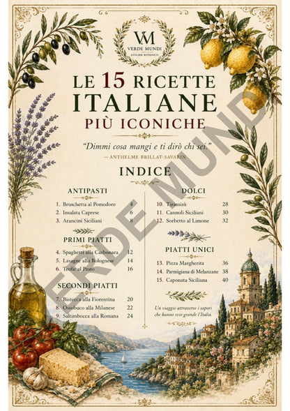 Le 15 Ricette Italiane Più Iconiche | Tavole Botaniche Digitali | Italiano • English • Français